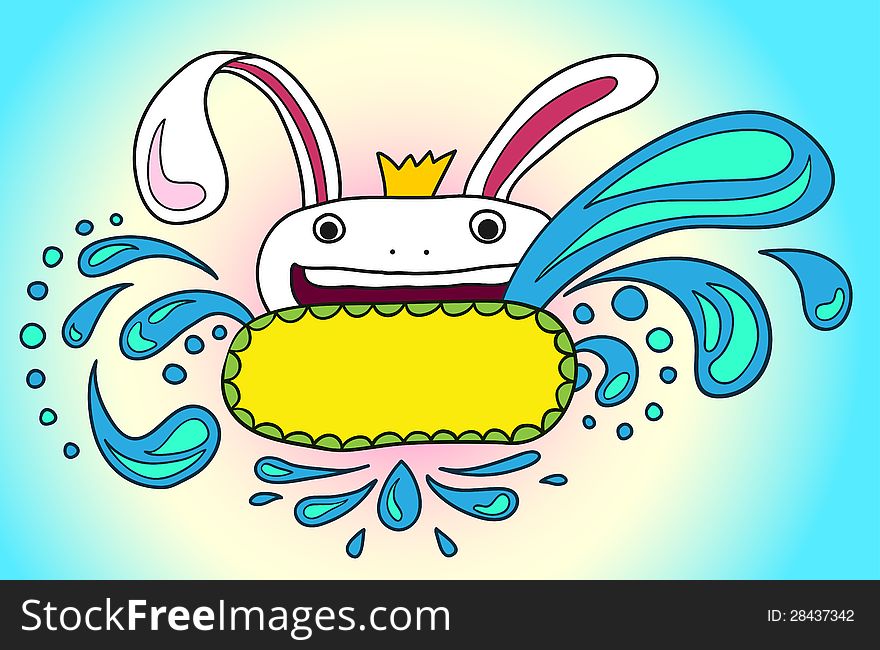 Colorful frame design for your message with rabbit