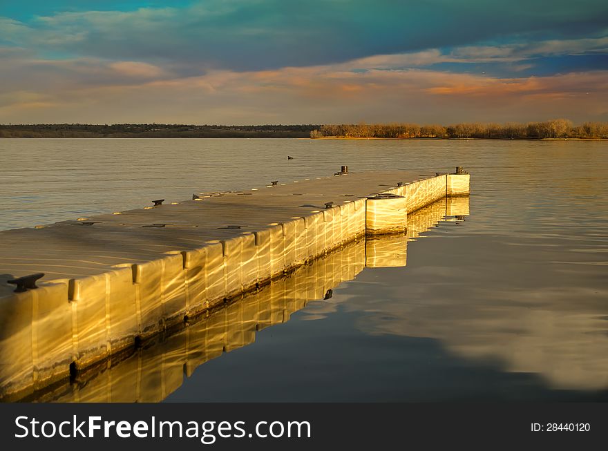 Sunset Dock On The Lake