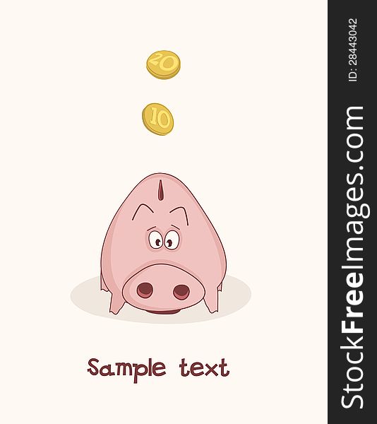 Isolated pink pig coin. This is file of EPS8 format. Isolated pink pig coin. This is file of EPS8 format.