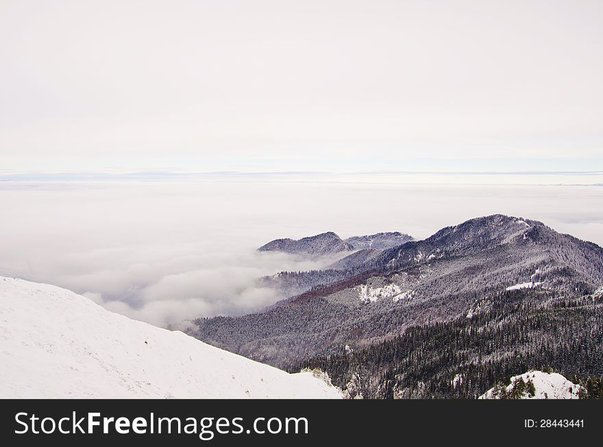 Mountain landscape with low clouds. Mountain landscape with low clouds