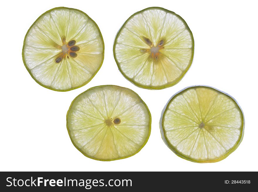 Lime slices,Isolated on white background