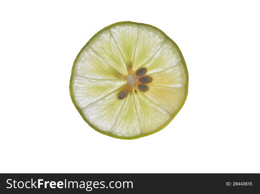 Lime slice isolated on white