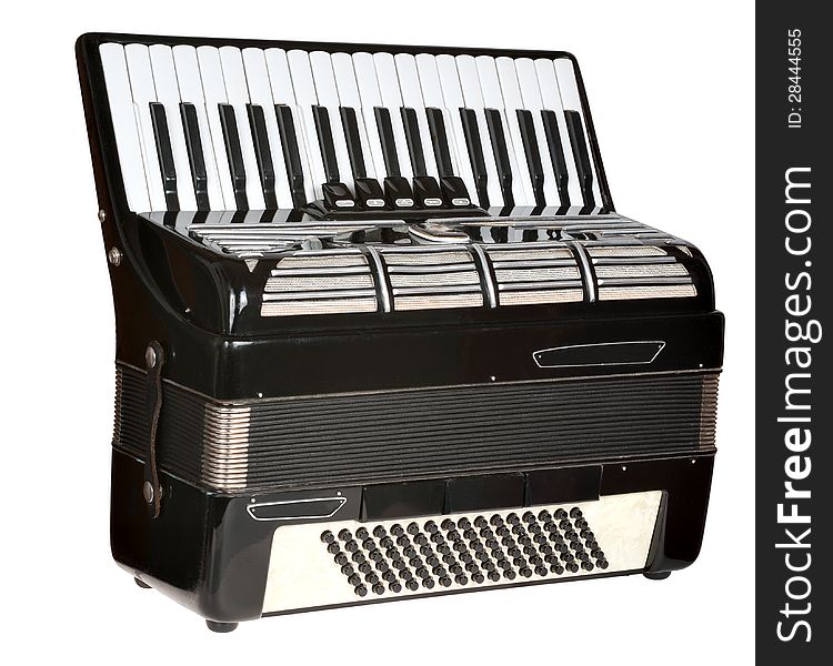 Black accordion on a white background