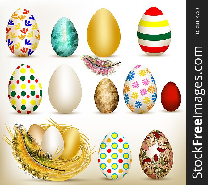 Easter card Easter set of colorful vector eggs