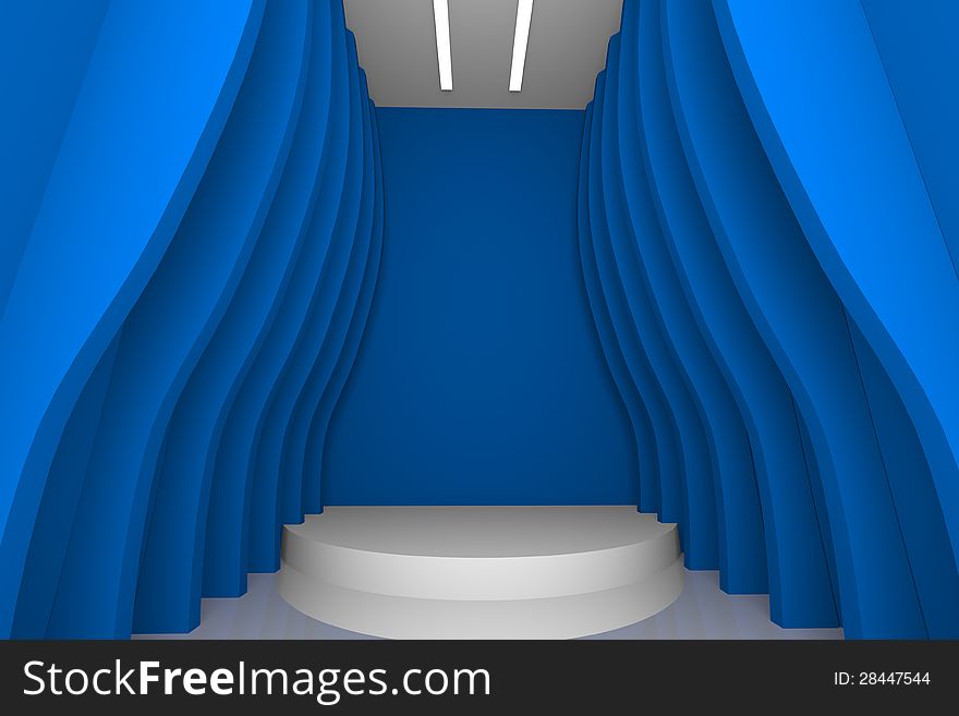 Empty room with abstract design color blue wall. Empty room with abstract design color blue wall