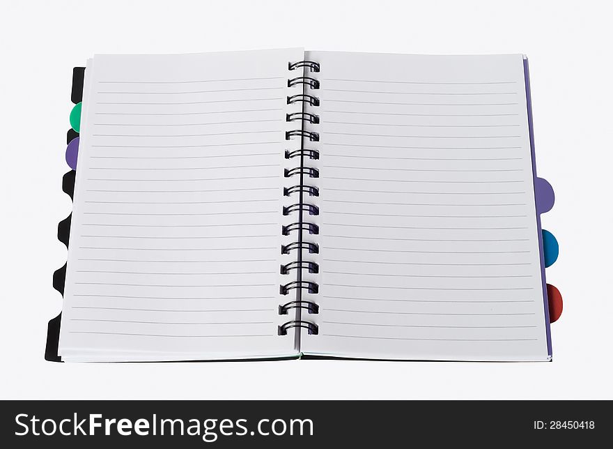 Spiral notebook isolated on white background