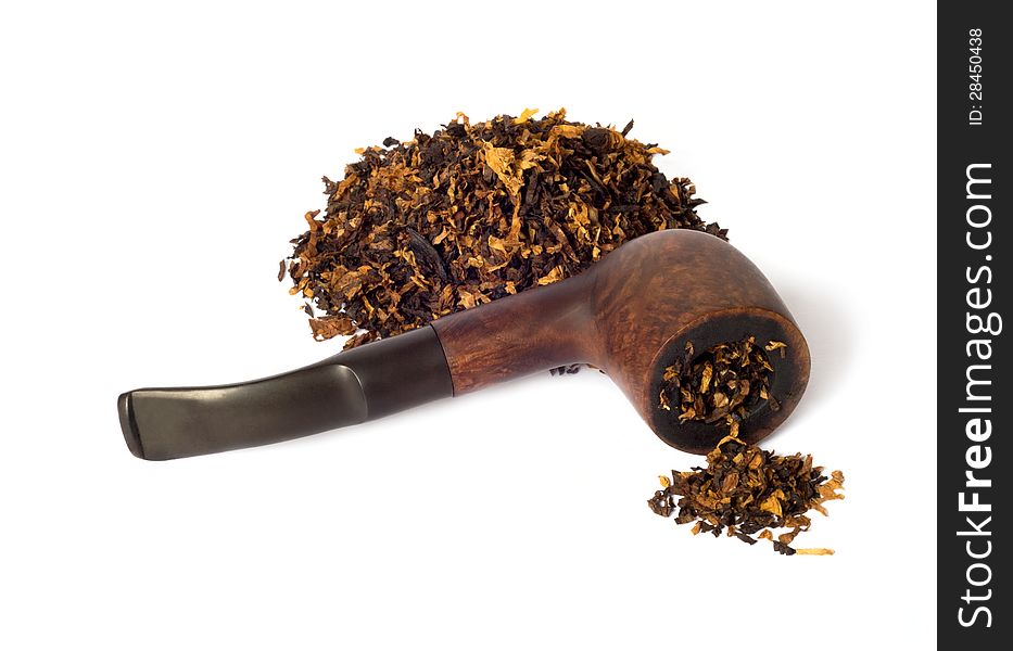 Closeup of smoking pipe and tobacco