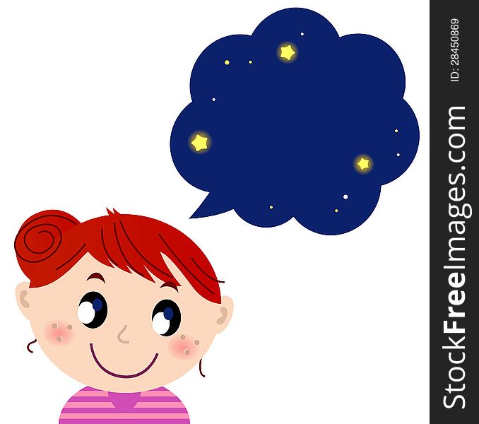 Happy child with night dream. Vector cartoon Illustration. Happy child with night dream. Vector cartoon Illustration