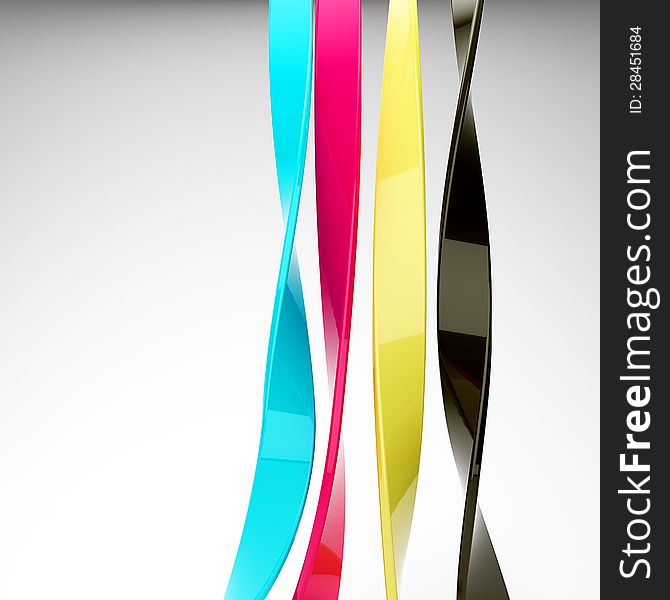 Cmyk ribbons on white background