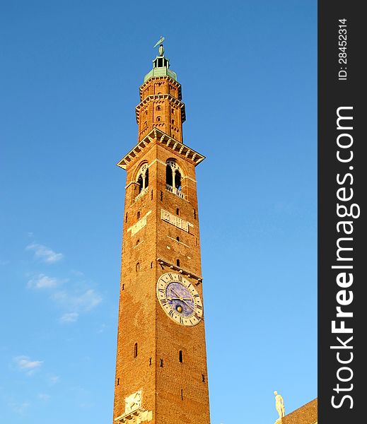 The clock tower in Vicenza, Italy