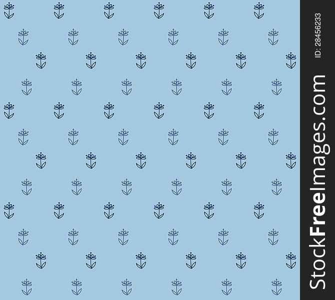 Vector seamless pattern, little flowers on blue