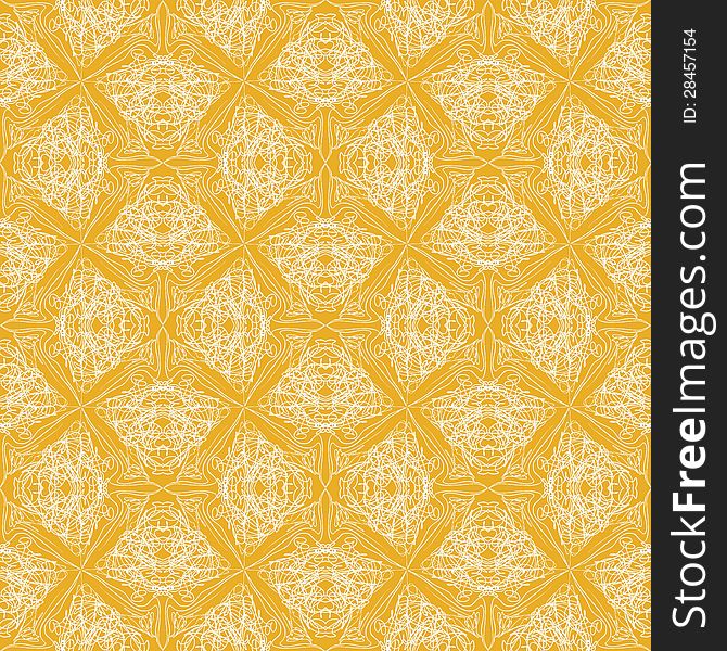 Elegant calligraphic pattern , website background, holiday wrapping, seamless vector in baroque and rococo style, in yellow color. Elegant calligraphic pattern , website background, holiday wrapping, seamless vector in baroque and rococo style, in yellow color