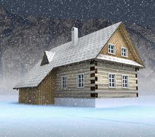 Classical Mountain Cabin At Night Snowfall Stock Images Classical Mountain Cabin At Night Snowfall Stock Images