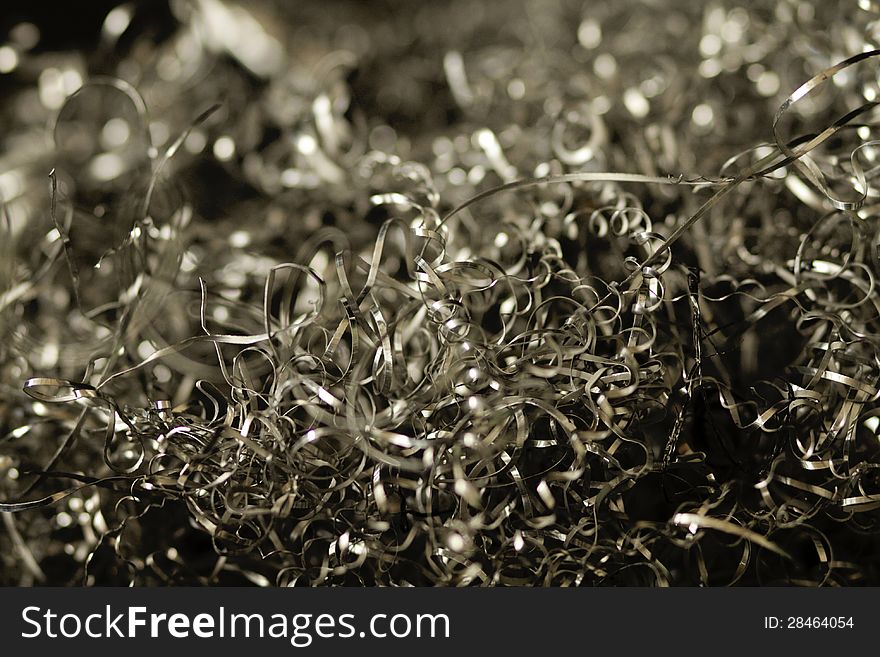 Aluminum shavings that is left after metal processing. Aluminum shavings that is left after metal processing