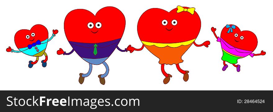 Illustration of a family made up of hearts. Illustration of a family made up of hearts