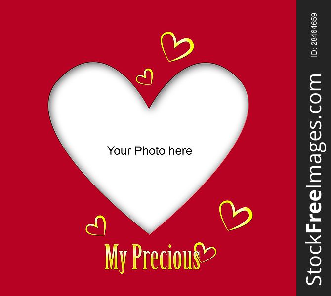 Place the photo of your love/Valentine's day  photoframe with golden hearts and text