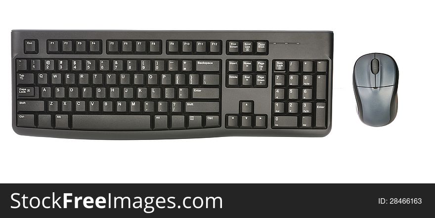 Black keyboard for typing isolated over white background