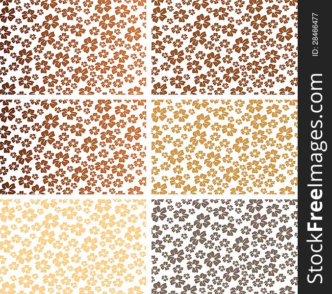 Six vector floral backgrounds in warm colors. Six vector floral backgrounds in warm colors