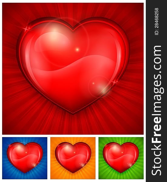 Red Heart On Color