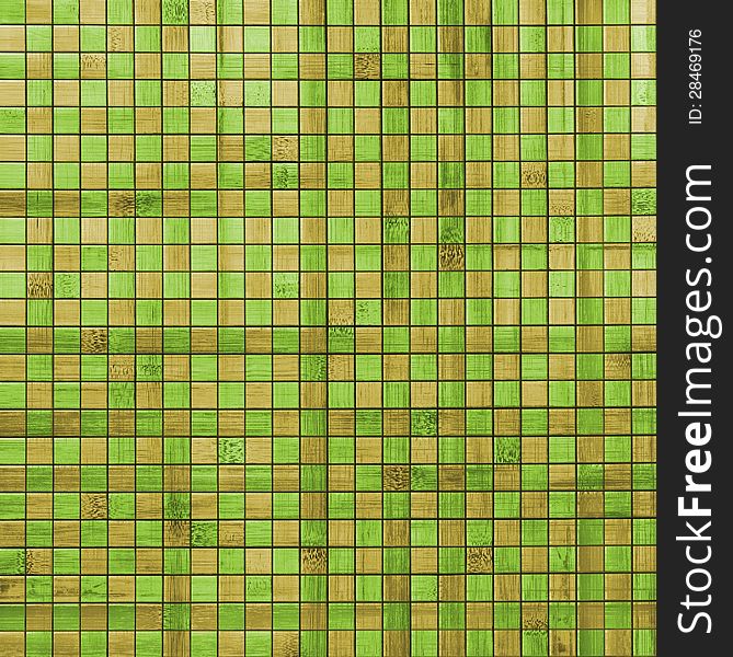 Mosaic sheet consisting of bamboo square tiles. Mosaic sheet consisting of bamboo square tiles