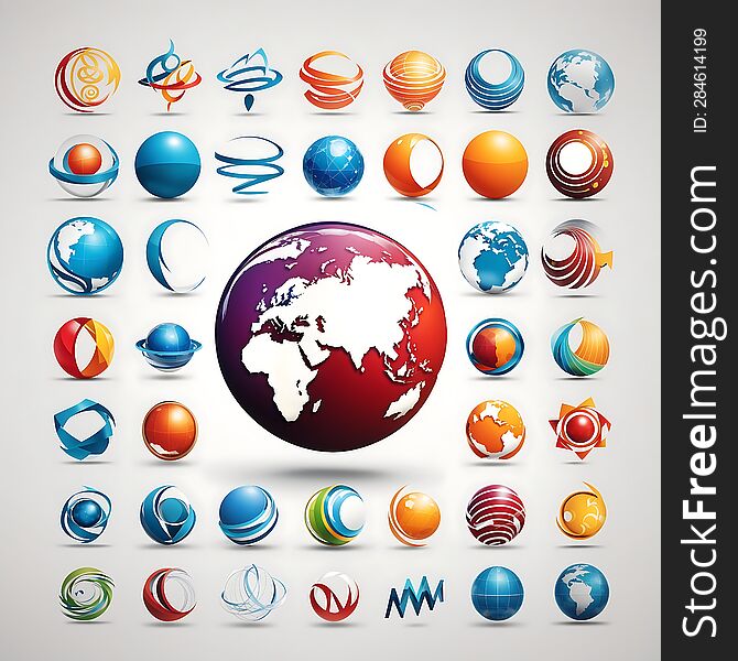World symbol design icon set with white background