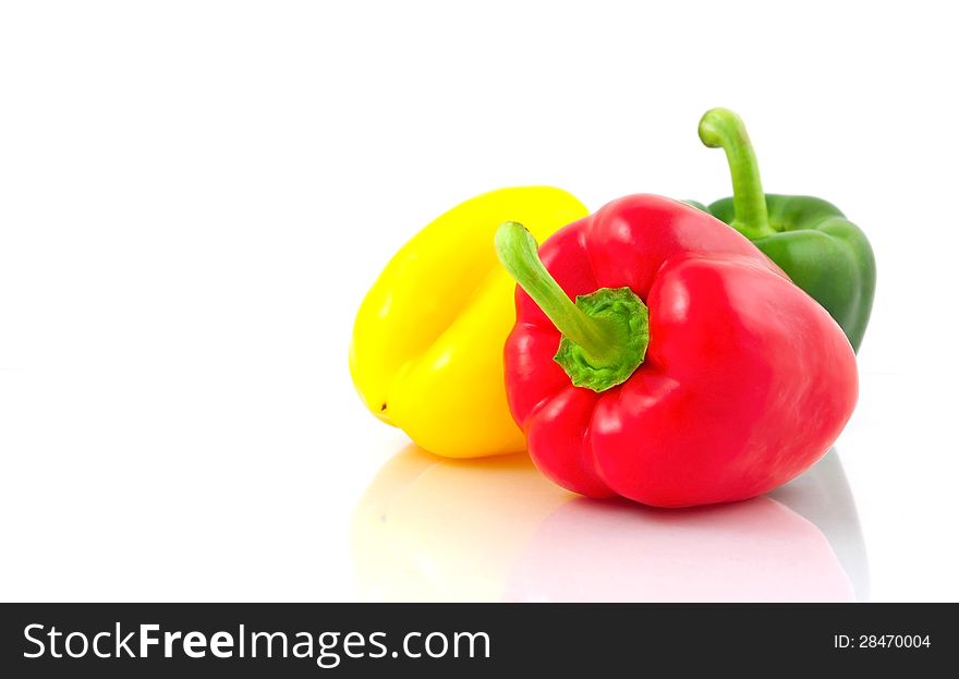 Colored Paprika  Pepper  On White Background
