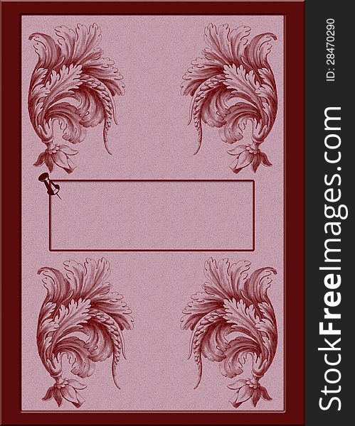 Pink Background with rectangular note inset framed in maroon