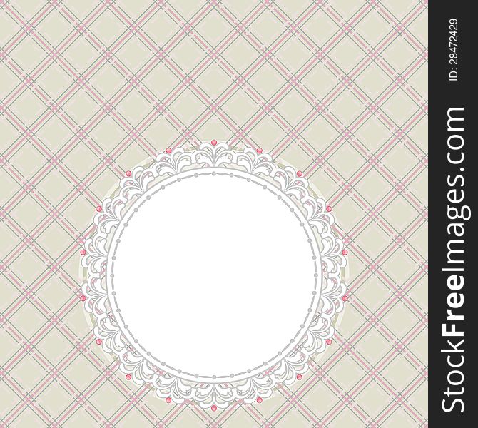 Light retro gray and pink card with round copy space. Light retro gray and pink card with round copy space