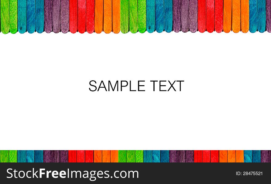 Colorful wood ice-cream stick. on white background card