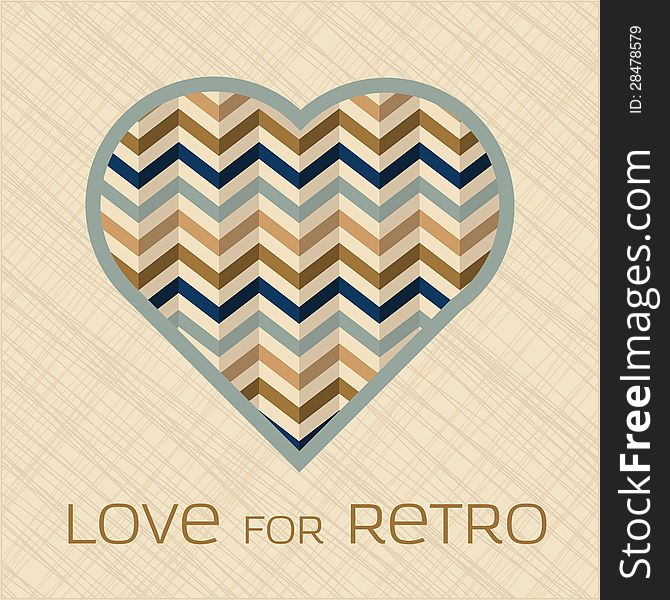 Heart With Pattern In Retro Colors