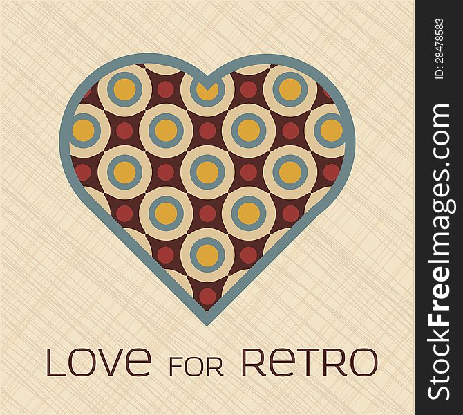 Heart With Pattern In Retro Colors