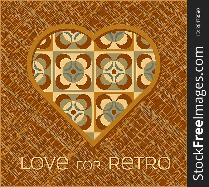 Heart with pattern in retro colors