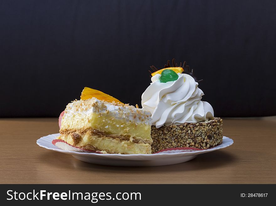 Three diferent cakes in a studio