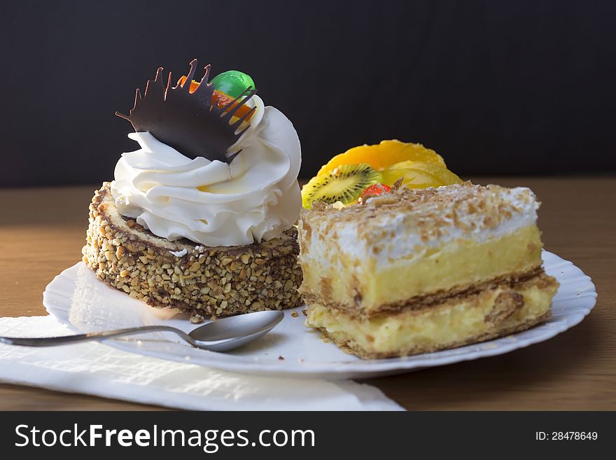 Three diferent cakes in a studio