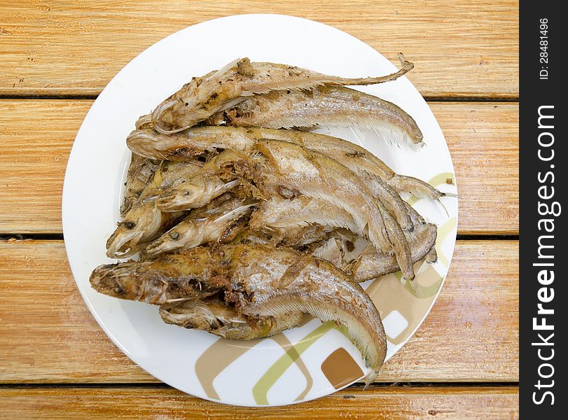 Fried Fishes On Dish