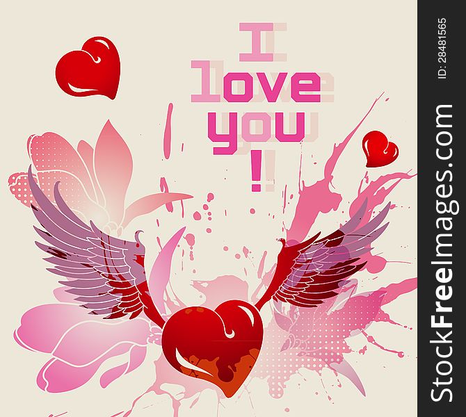 I love you, vector romantic card. This file is EPS10 vector and it includes transparency effects. I love you, vector romantic card. This file is EPS10 vector and it includes transparency effects.