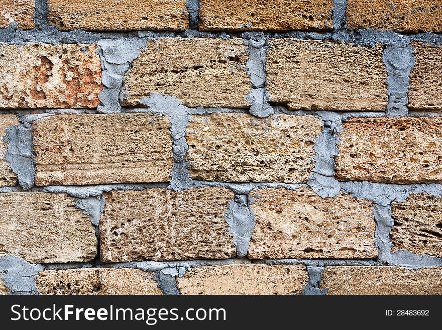 House wall made from shell rock concrete blocks. House wall made from shell rock concrete blocks