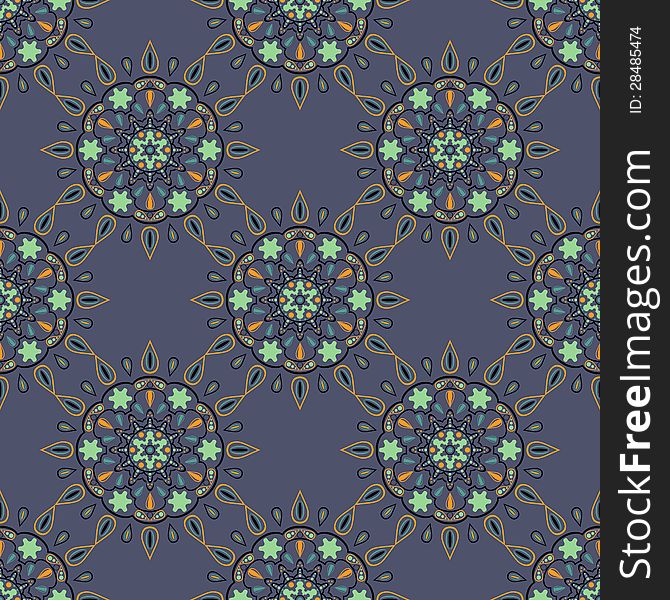 Abstract seamless oriental background with ornate circles. Abstract seamless oriental background with ornate circles