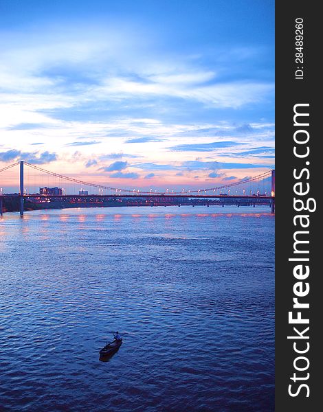 River sunset in Liuzhou city,Guangxi,China