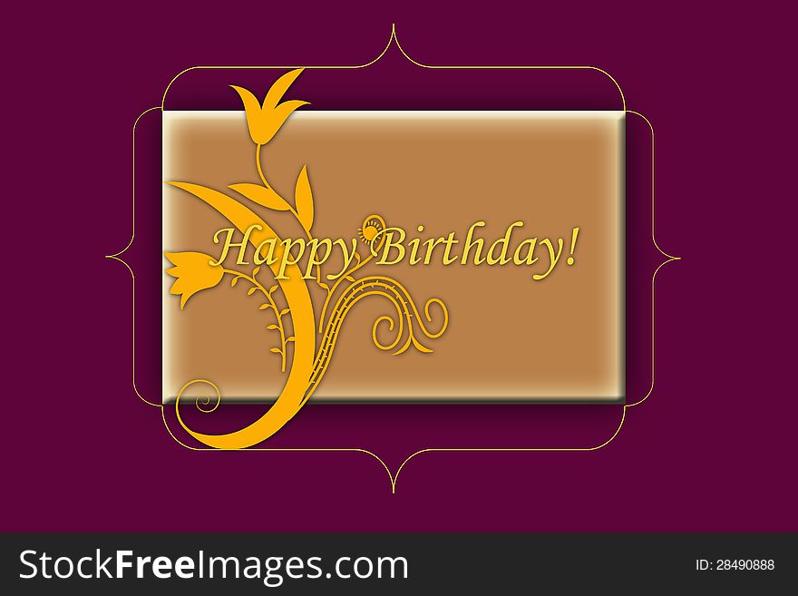Happy birthday card with decorative elements. Happy birthday card with decorative elements