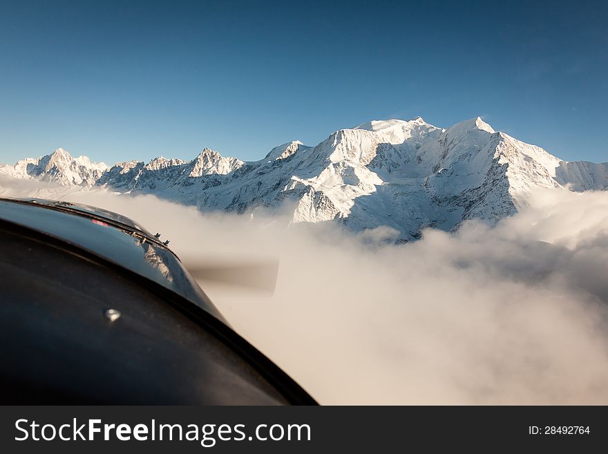 Mont Blanc in Winter from Airplane