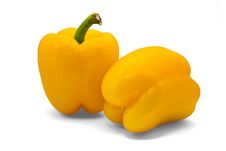 Isolated Sweet Yellow Peppers Stock Photography