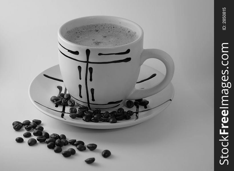 Cup with coffee. black white photo