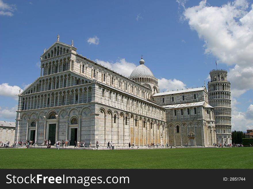 The Cathedral and the Leaning Tower of Pisa in Italy. The Cathedral and the Leaning Tower of Pisa in Italy