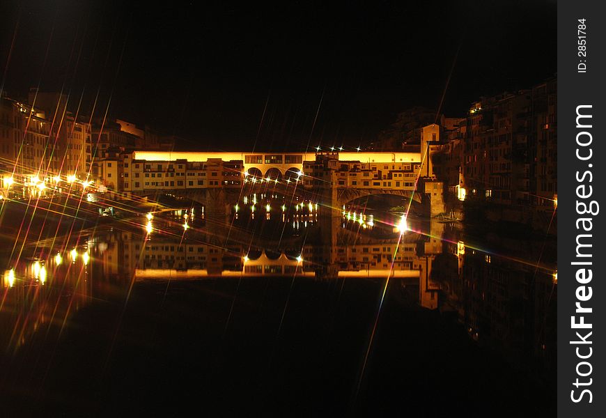 A nigth shoot of the golden bridge in florence, italy. A nigth shoot of the golden bridge in florence, italy