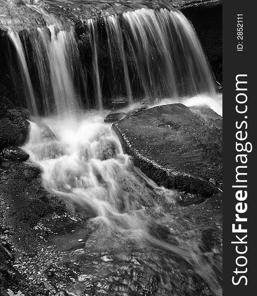 Waterfall in behemia forest bw