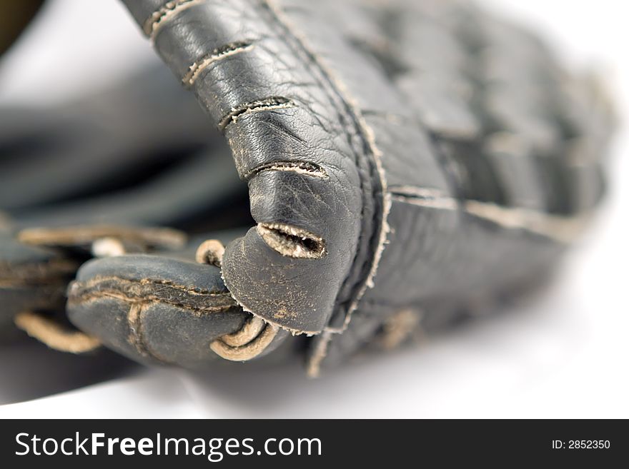 Macro Shot of a Leather Softball Glove