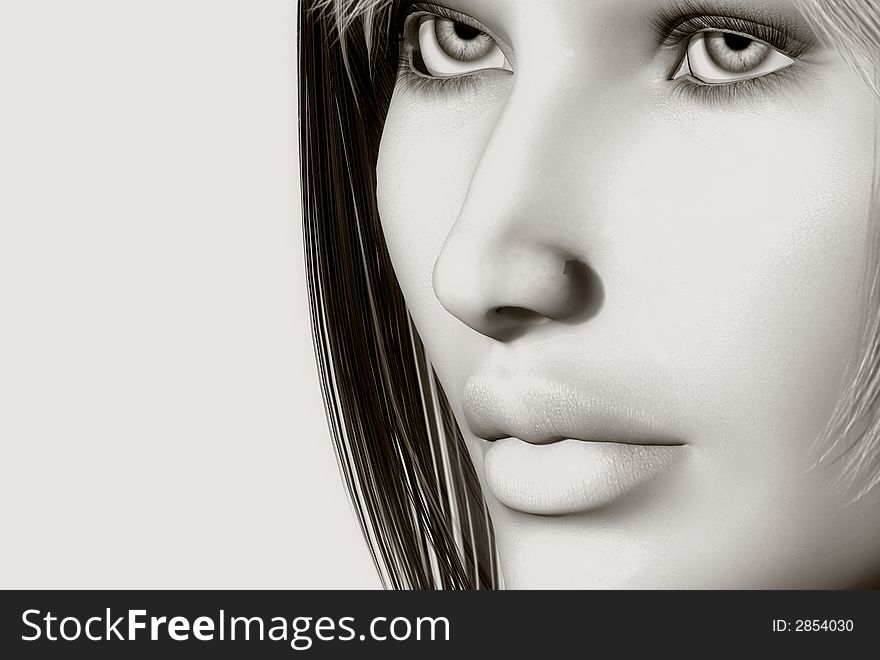 3D render of a womans face