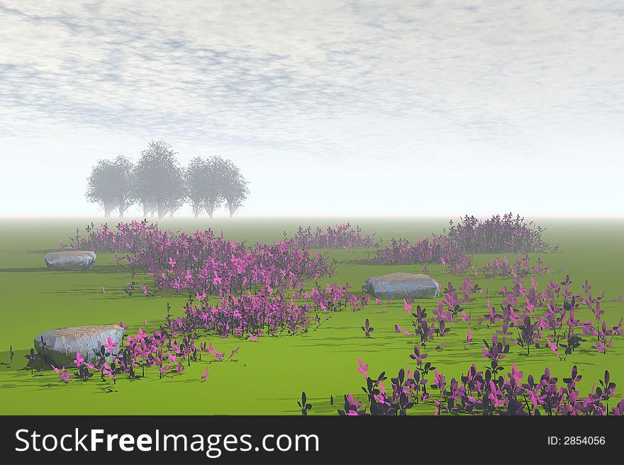 3D render of a meadow