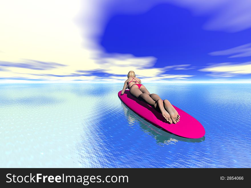 3D render of a womans surfer